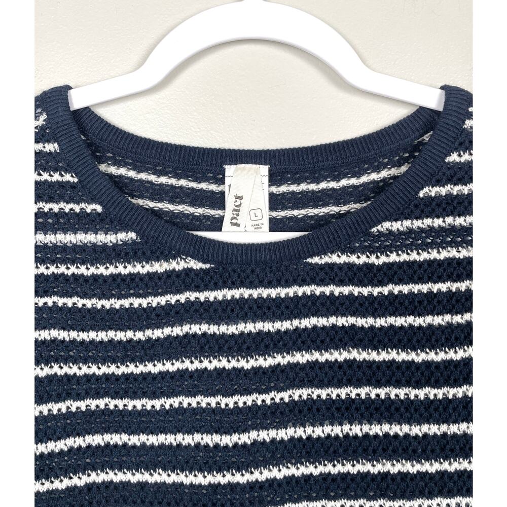Pact Beachside Crochet Knit Short Sleeve Top Capri Stripe Large Beach Vacation - Picture 5 of 12